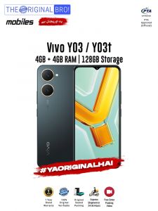 Vivo Y03 / Y03t - 4GB RAM - 128GB Storage - PTA Approved - 1 Year Warranty - Black - The Original Bro Mobiles - TOB40